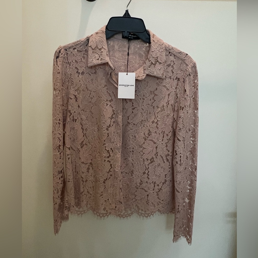 NWT Generation Love Erika Lace Blouse. French Beige. Size XS.